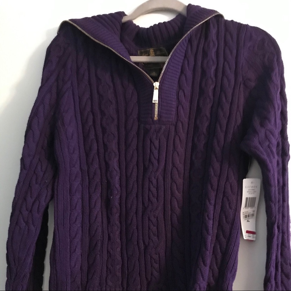 Ralph Lauren purple sweater with zipper.